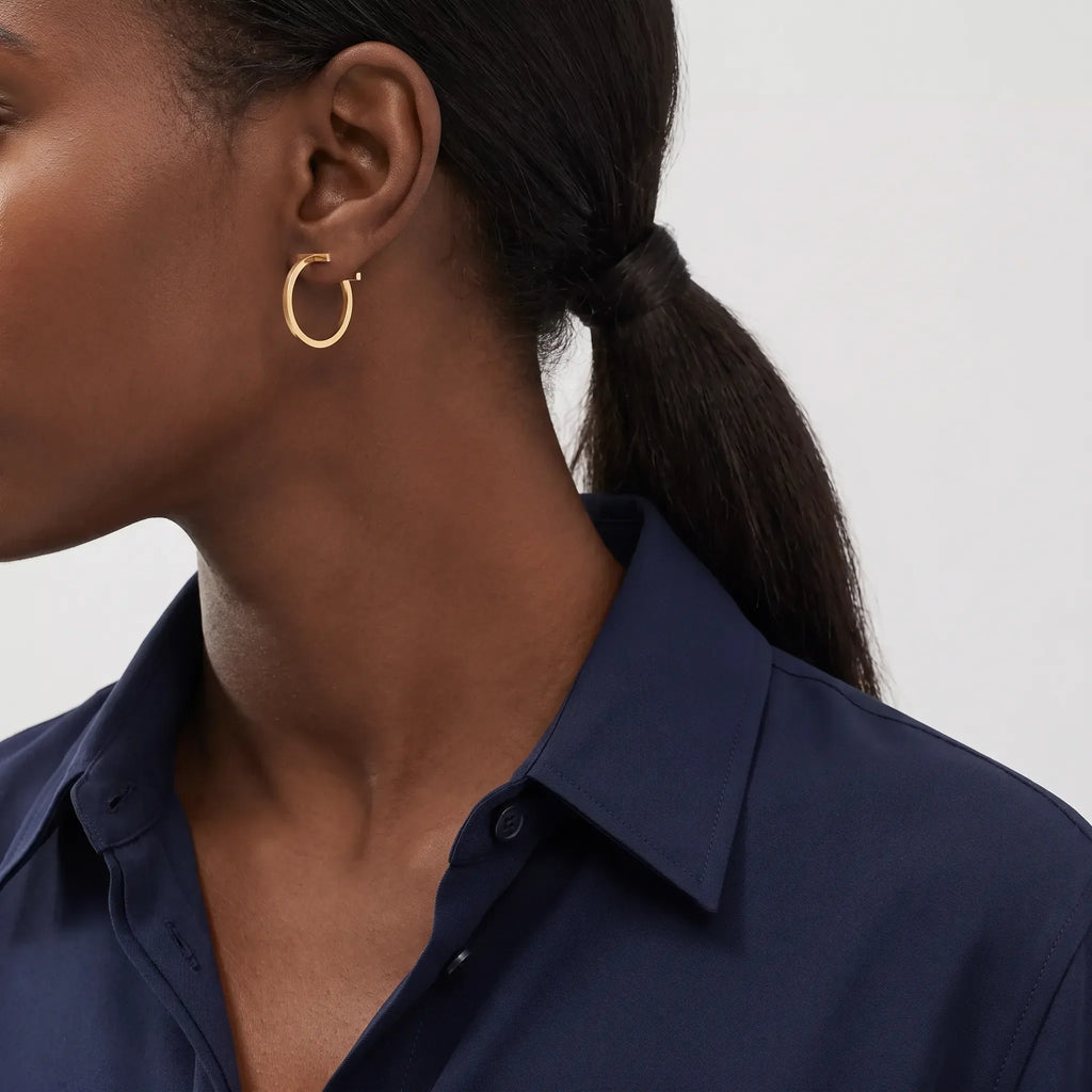T Bar Geometric Hoop Statement Earrings
