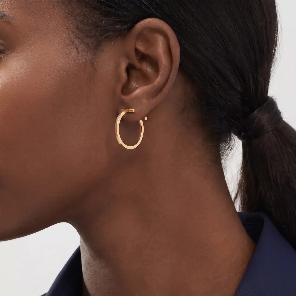 T Bar Geometric Hoop Statement Earrings