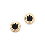 T Black Onyx Circle Stud Earrings