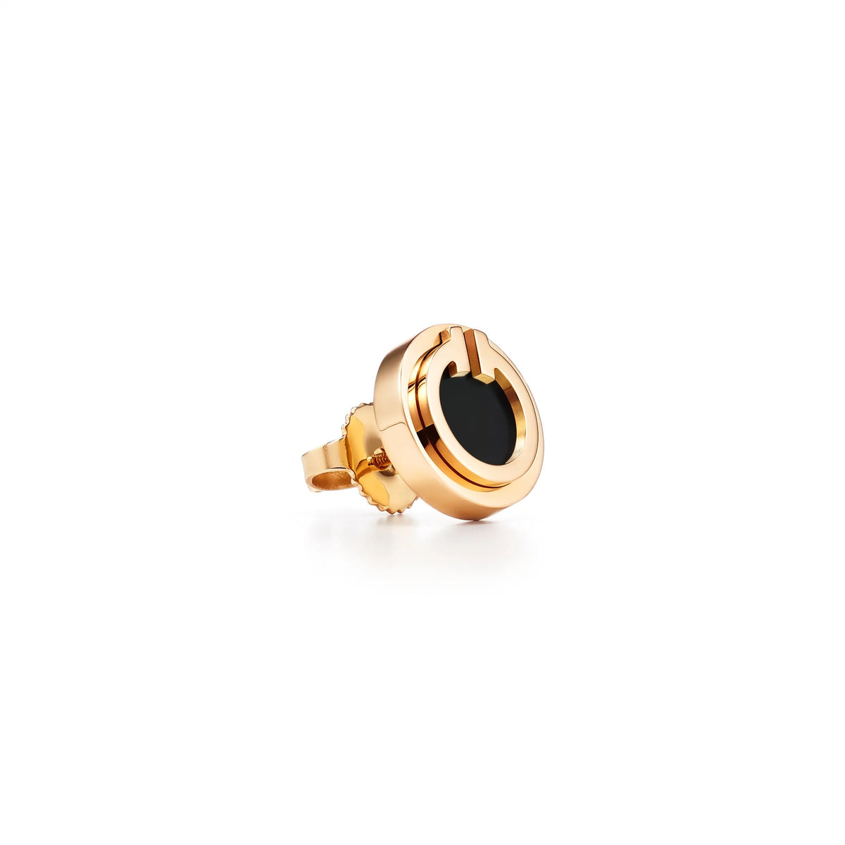 T Black Onyx Circle Stud Earrings