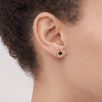 T Black Onyx Circle Stud Earrings
