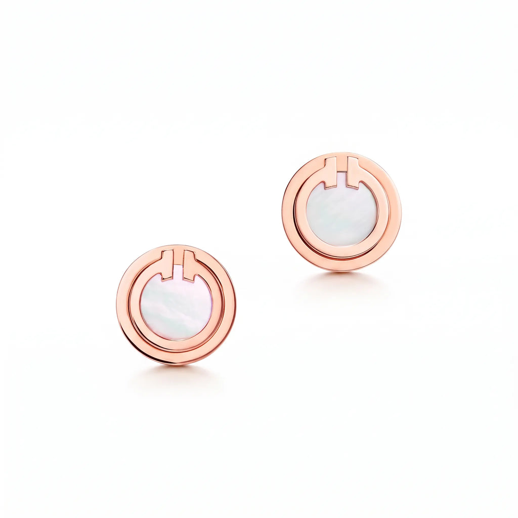 T Black Onyx Circle Stud Earrings