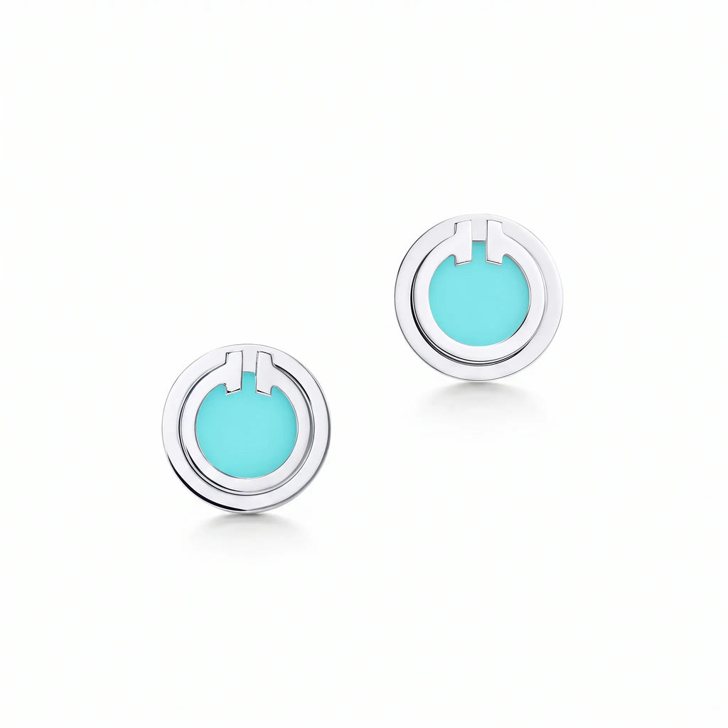 T Black Onyx Circle Stud Earrings