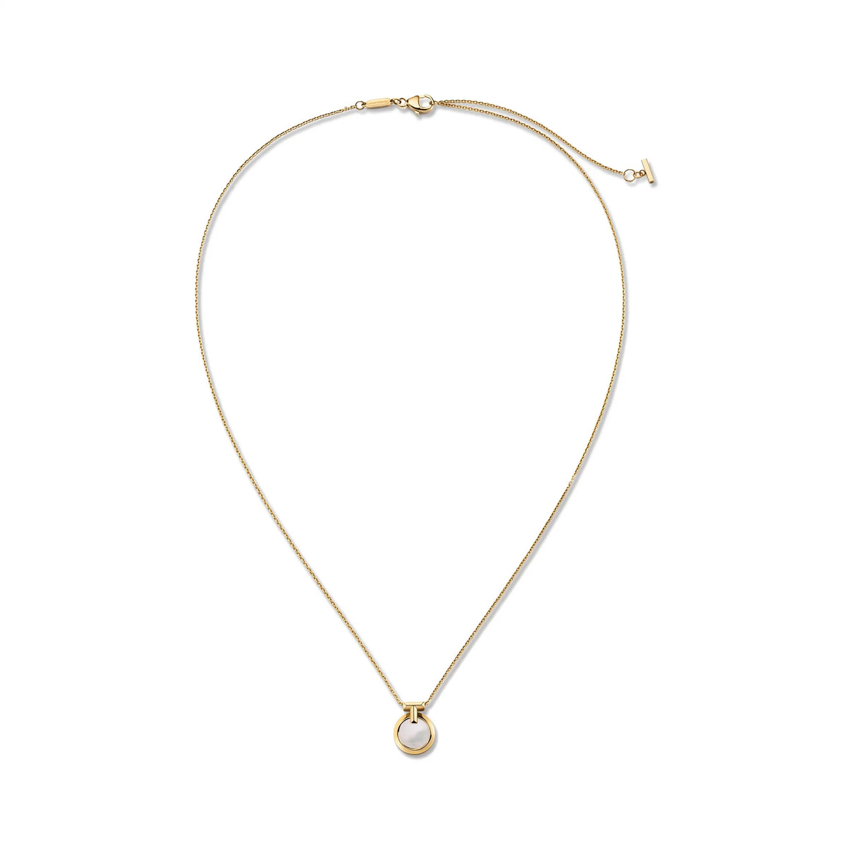 T Circle Mother-of-Pearl Disc Pendant Necklace