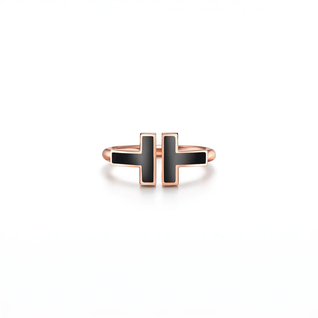 T Onyx Double Bar Ring