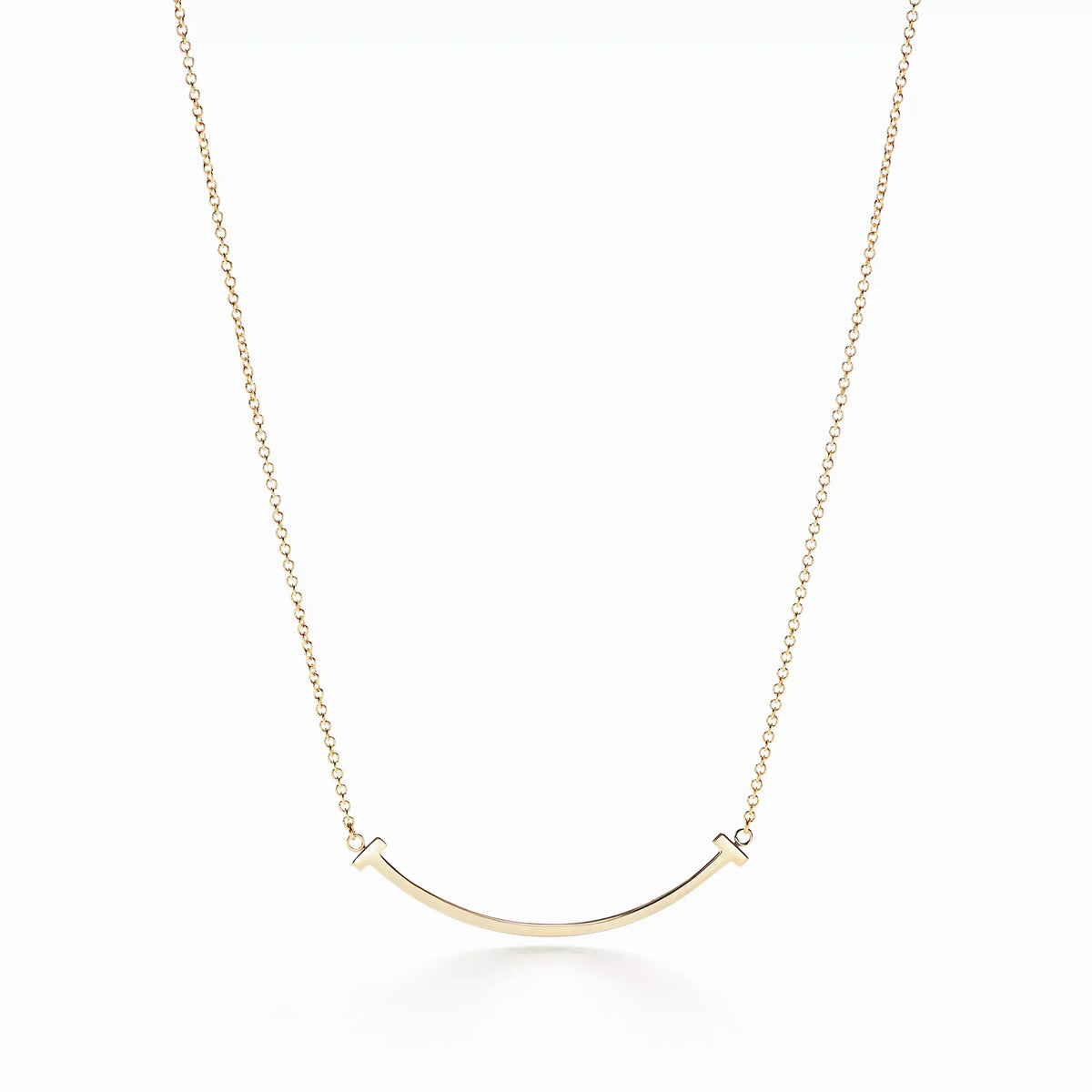 T Smile Curved Bar Pendant Necklace
