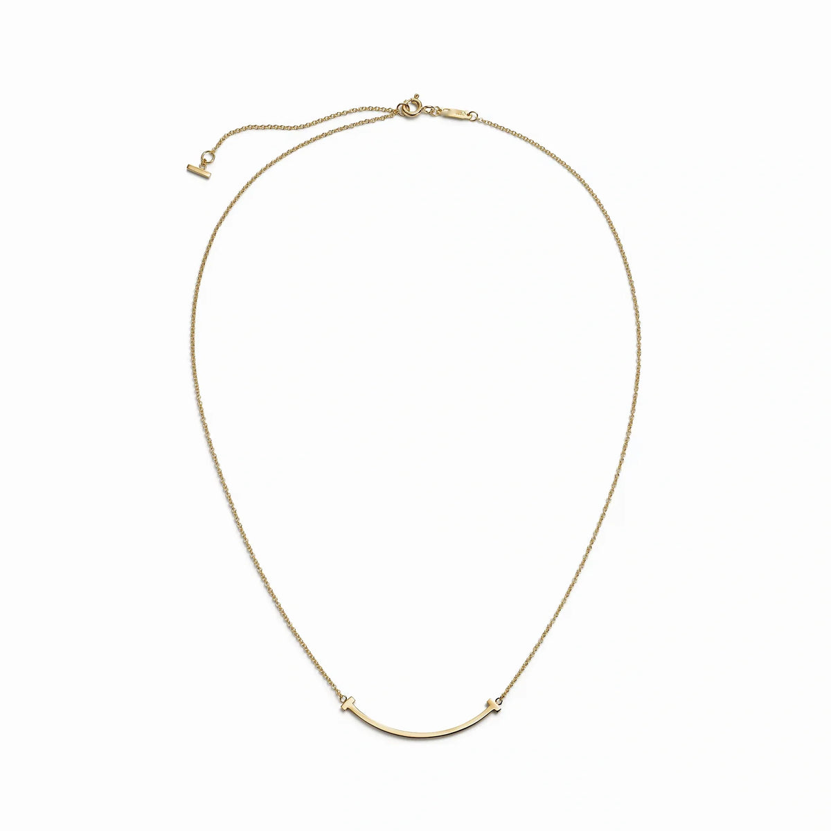 T Smile Curved Bar Pendant Necklace