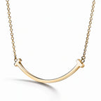 T Smile Curved Bar Pendant Necklace
