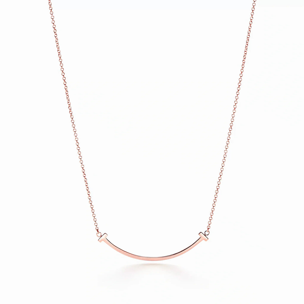 T Smile Curved Bar Pendant Necklace