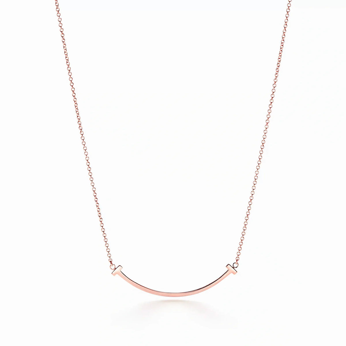 T Smile Curved Bar Pendant Necklace