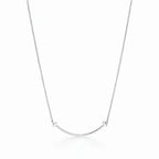 T Smile Curved Bar Pendant Necklace