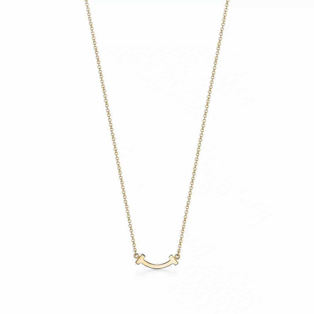 T Smile Dainty Curve Pendant Necklace