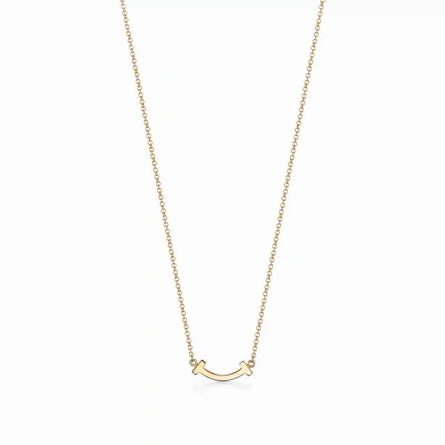 T Smile Dainty Curve Pendant Necklace