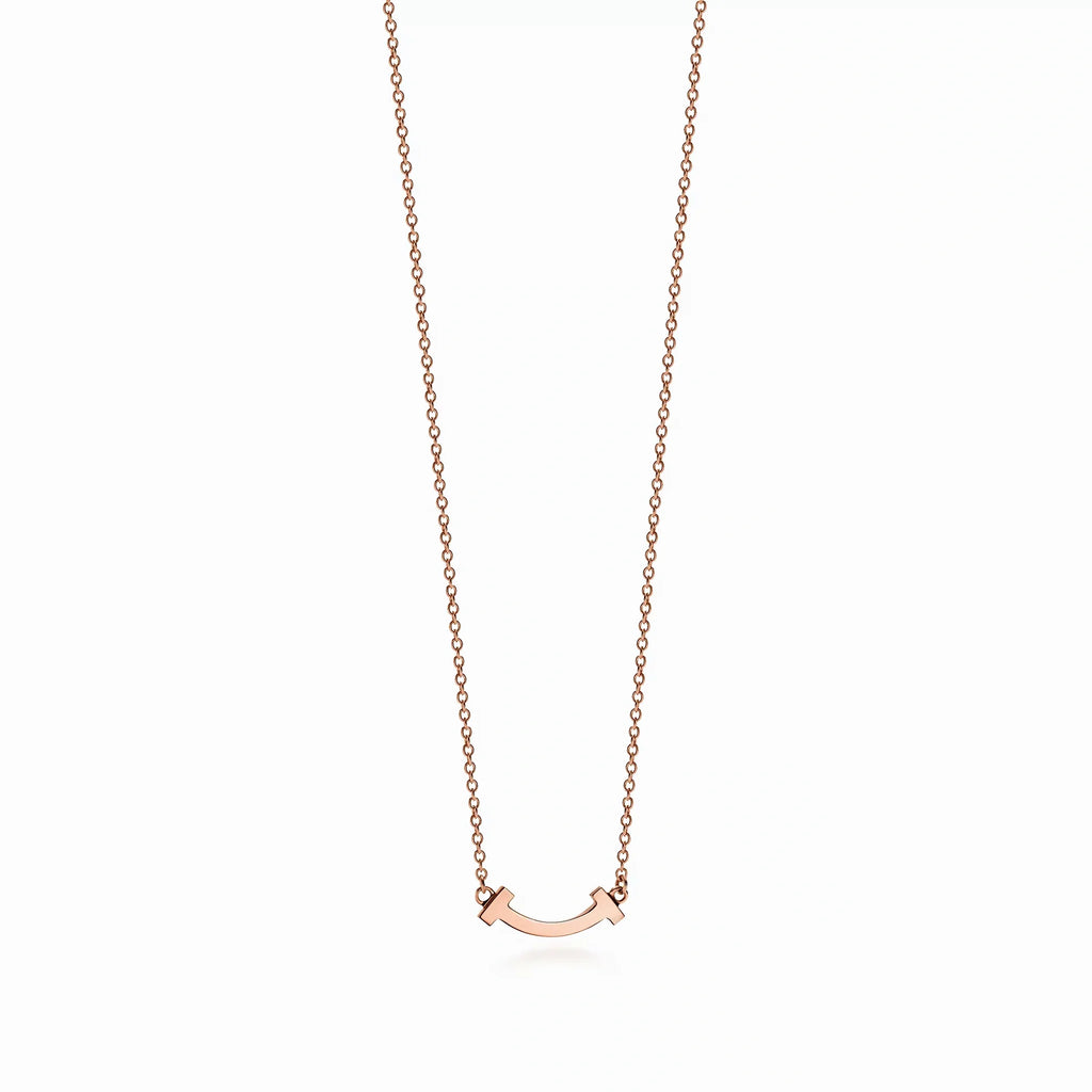 T Smile Dainty Curve Pendant Necklace