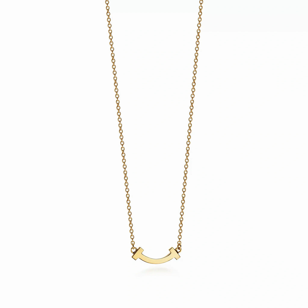 T Smile Dainty Curve Pendant Necklace