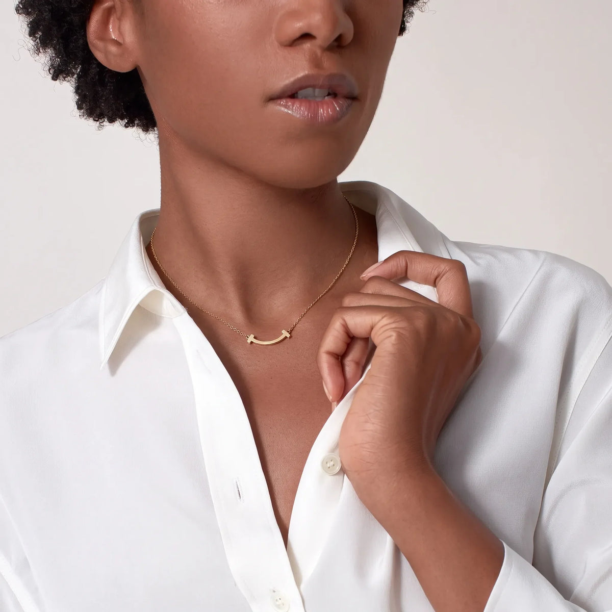 T Smile Dainty Curve Pendant Necklace
