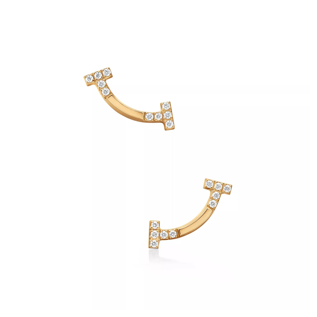 T Smile Mini Pavé Curved Earrings