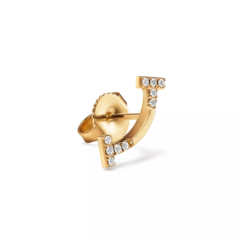 T Smile Mini Pavé Curved Earrings