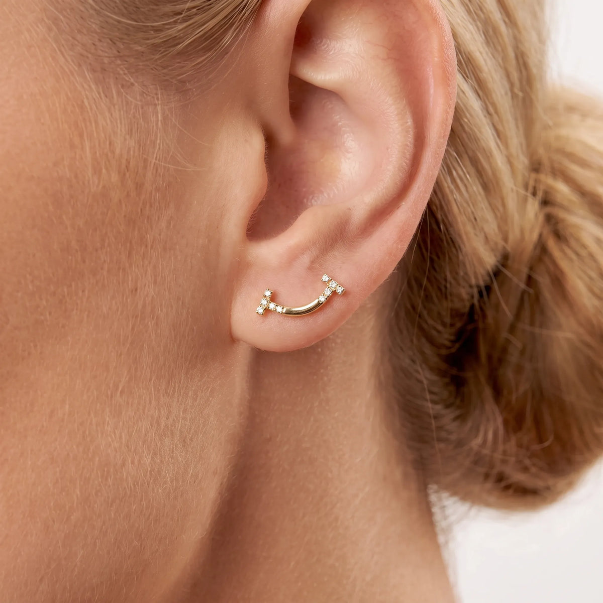 T Smile Mini Pavé Curved Earrings