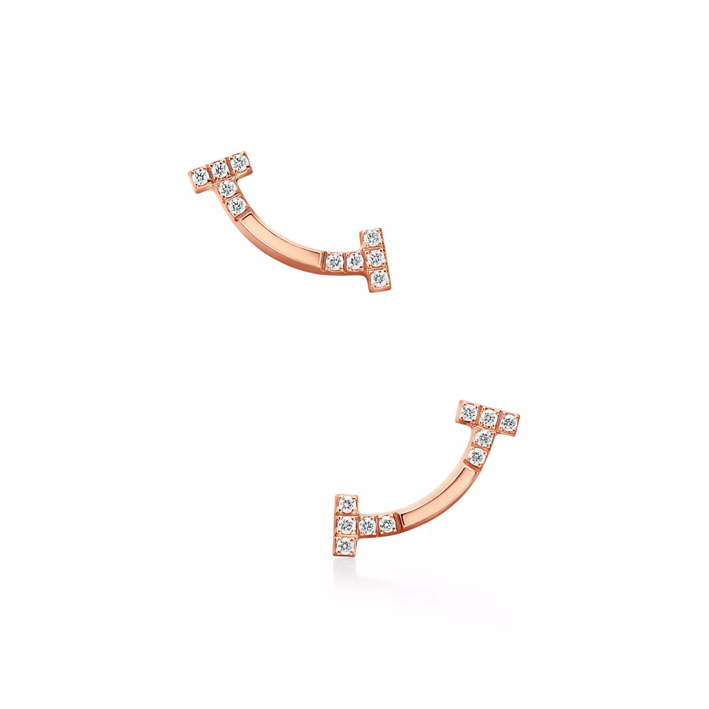 T Smile Mini Pavé Curved Earrings