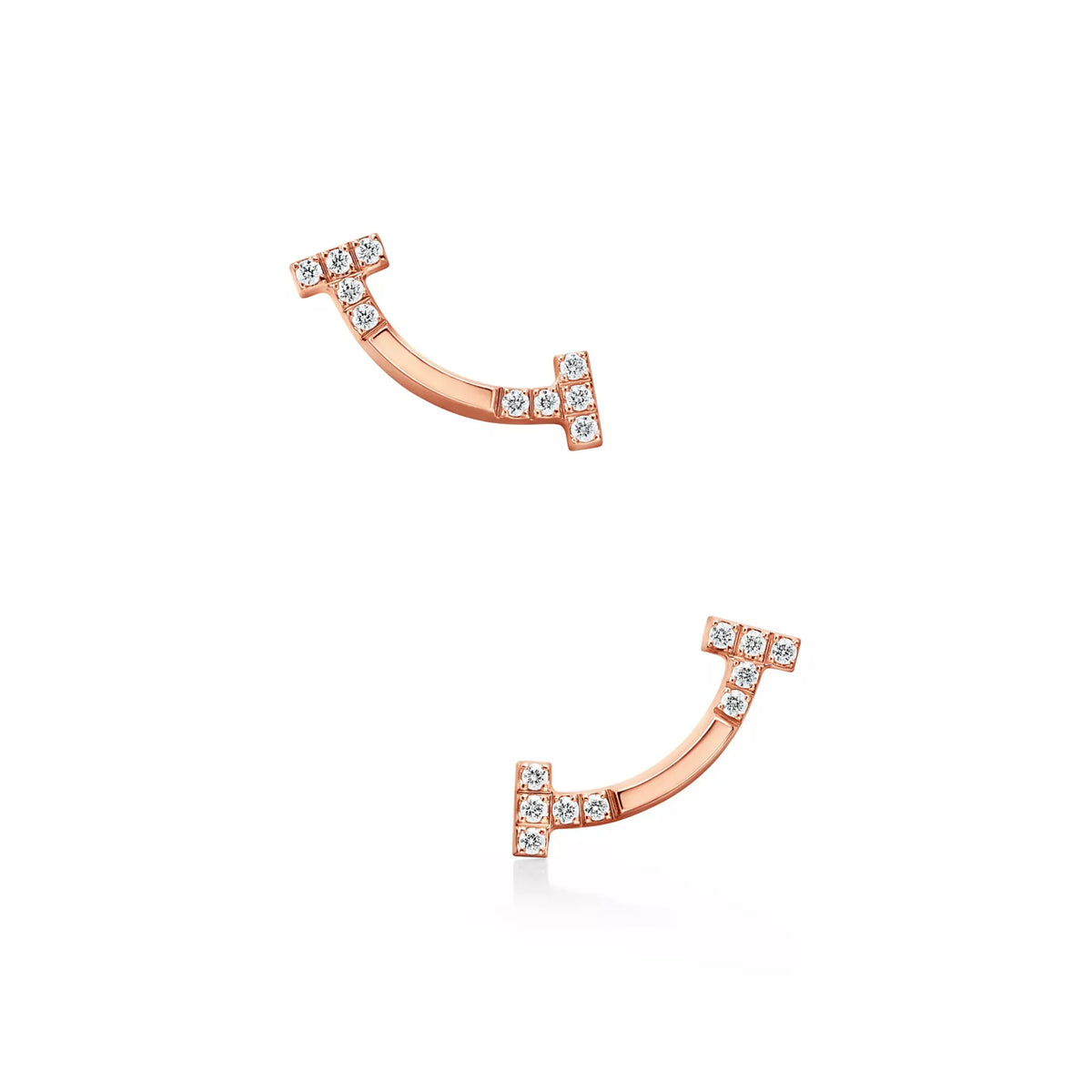 T Smile Mini Pavé Curved Earrings