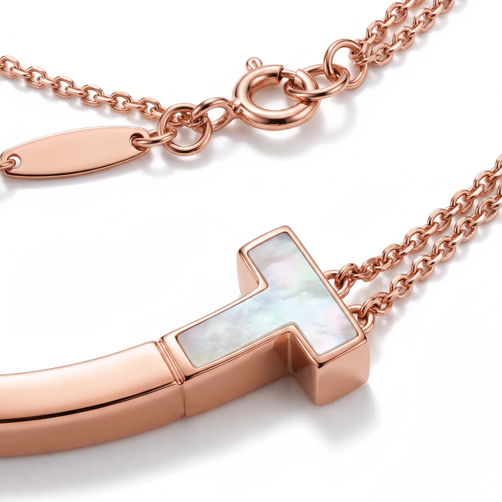 T Smile Mother-of-Pearl Bar Necklace