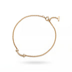 T Smile Pavé Fine Chain Bracelet