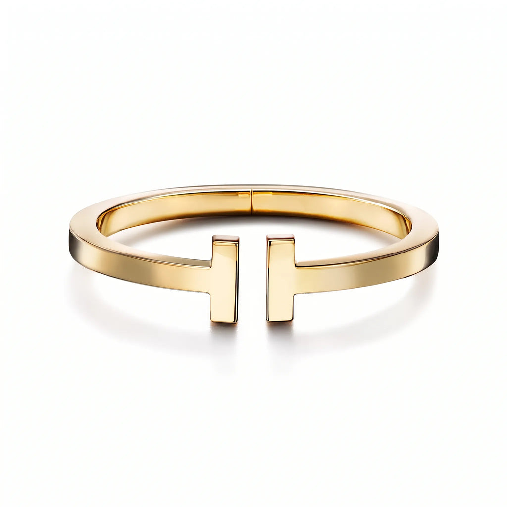 T Square Bold Polished Hinged Bangle