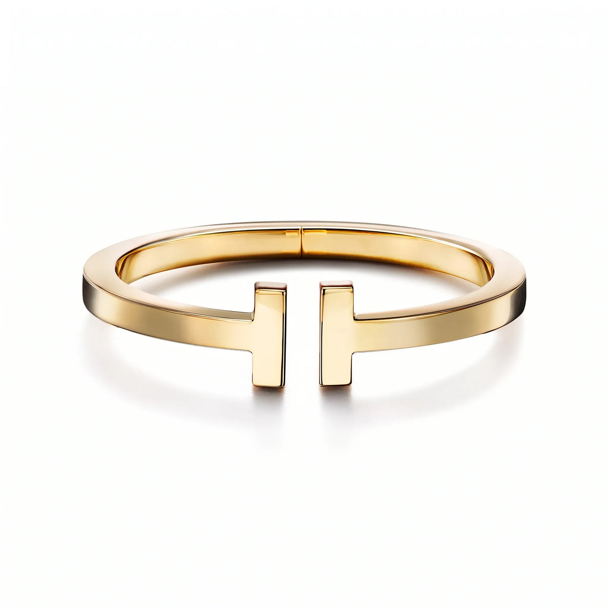 T Square Bold Polished Hinged Bangle