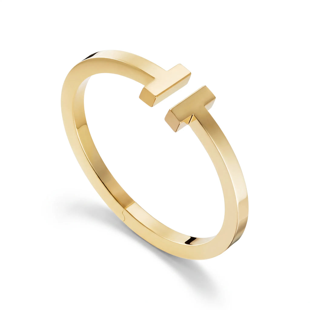 T Square Bold Polished Hinged Bangle