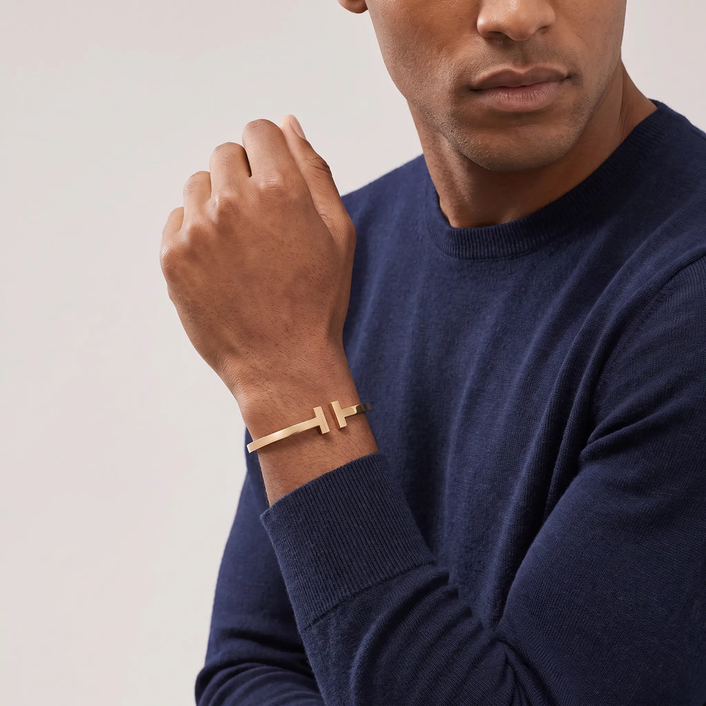 T Square Bold Polished Hinged Bangle