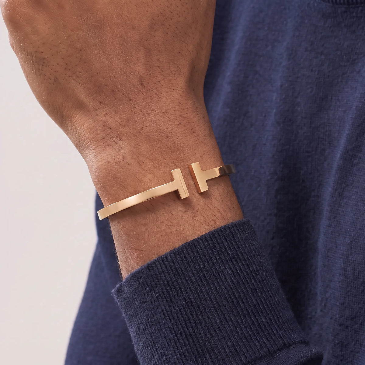 T Square Bold Polished Hinged Bangle