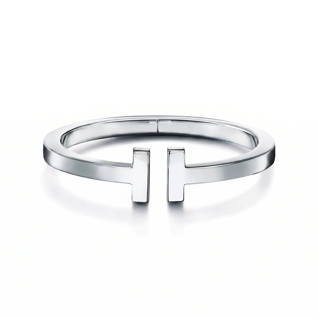 T Square Bold Polished Hinged Bangle