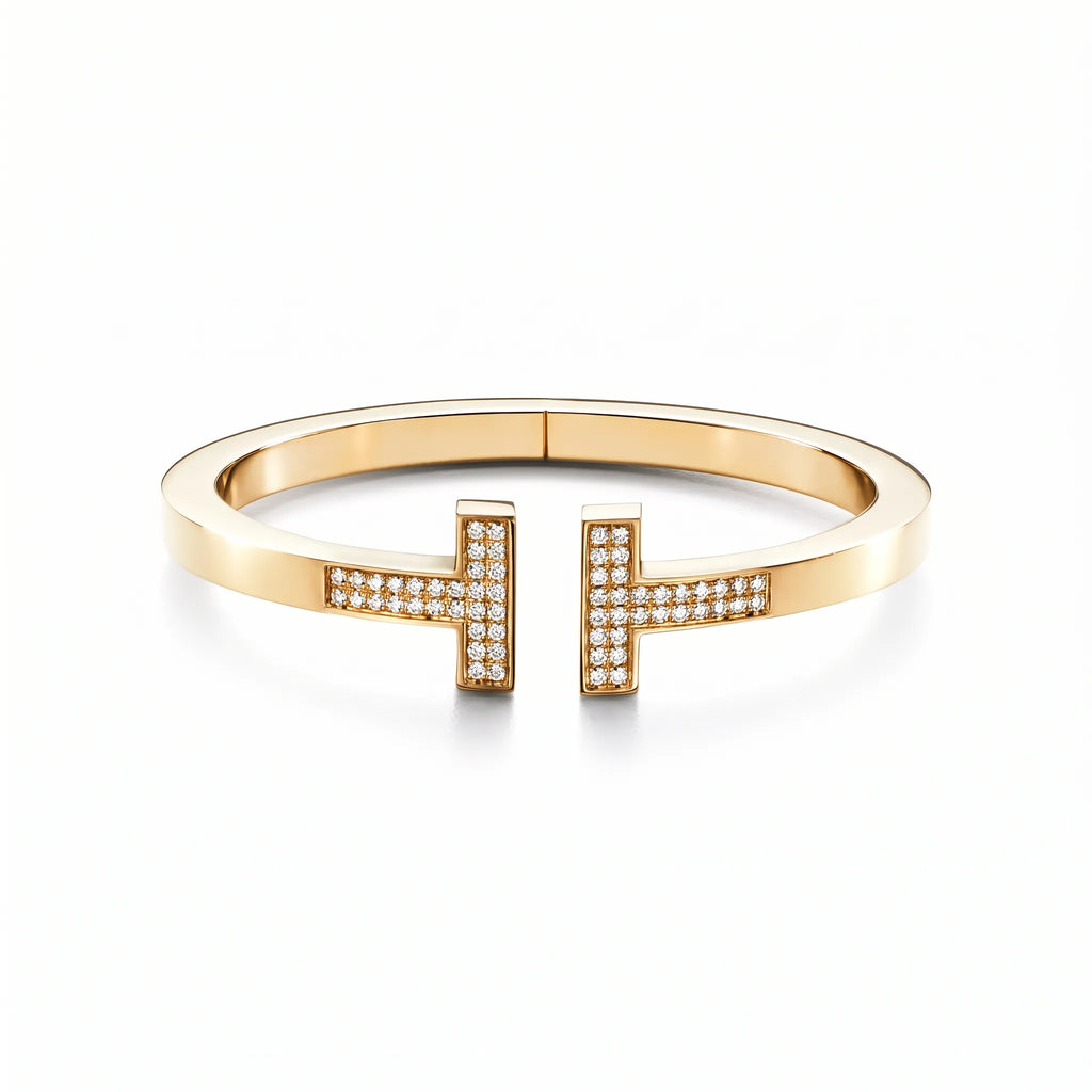 T Square Pavé Bar Hinged Bangle