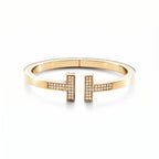 T Square Pavé Bar Hinged Bangle