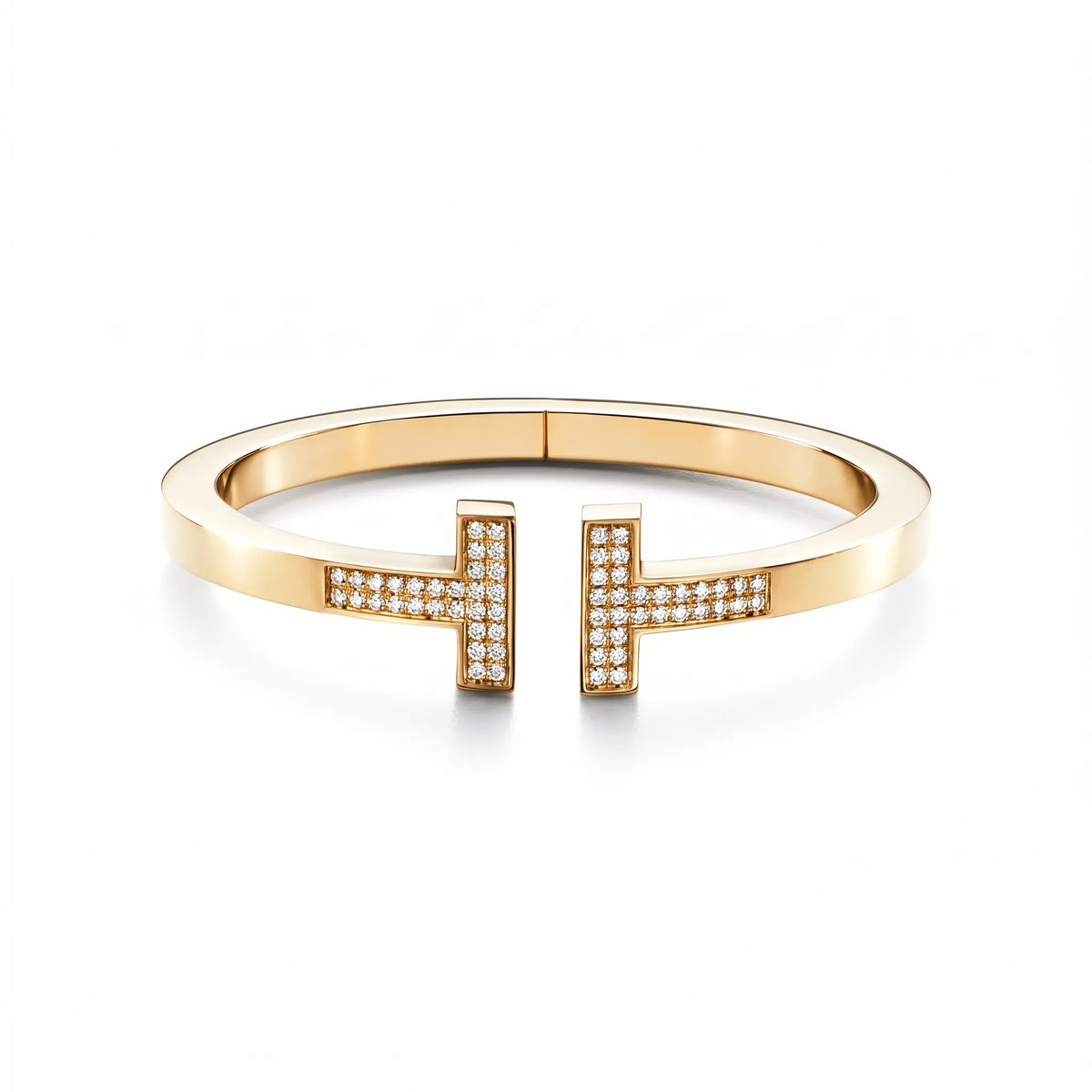 T Square Pavé Bar Hinged Bangle