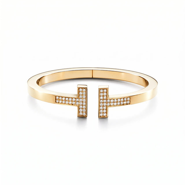 T Square Pavé Bar Hinged Bangle