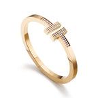 T Square Pavé Bar Hinged Bangle