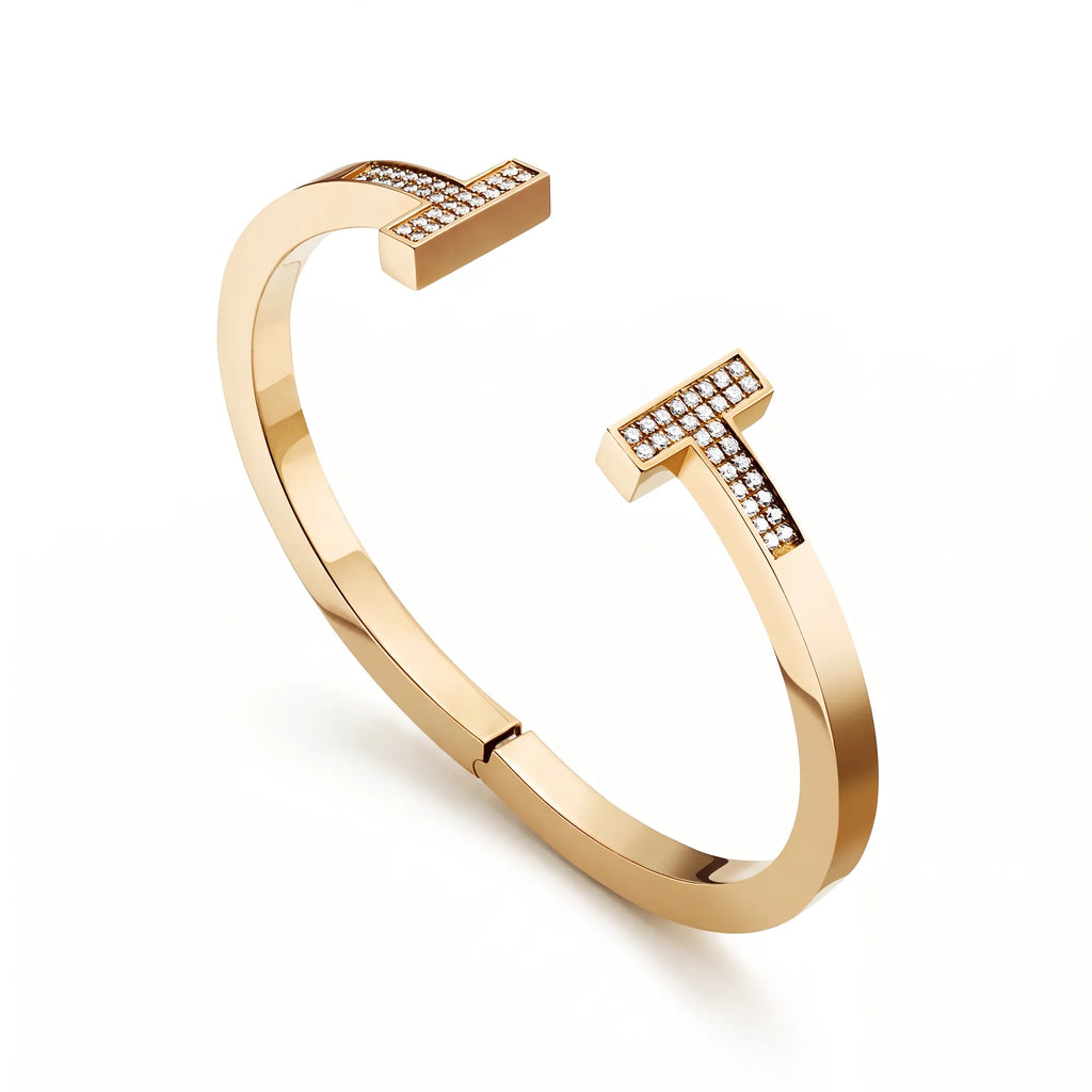 T Square Pavé Bar Hinged Bangle