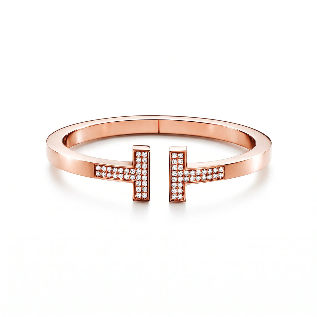 T Square Pavé Bar Hinged Bangle
