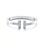 T Square Pavé Bar Hinged Bangle