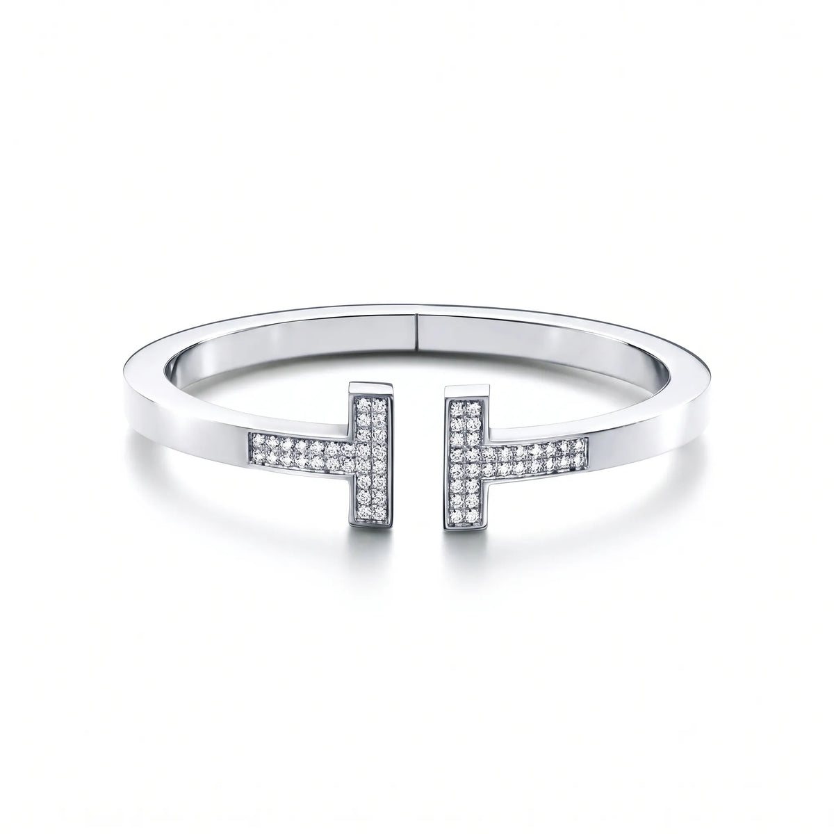 T Square Pavé Bar Hinged Bangle