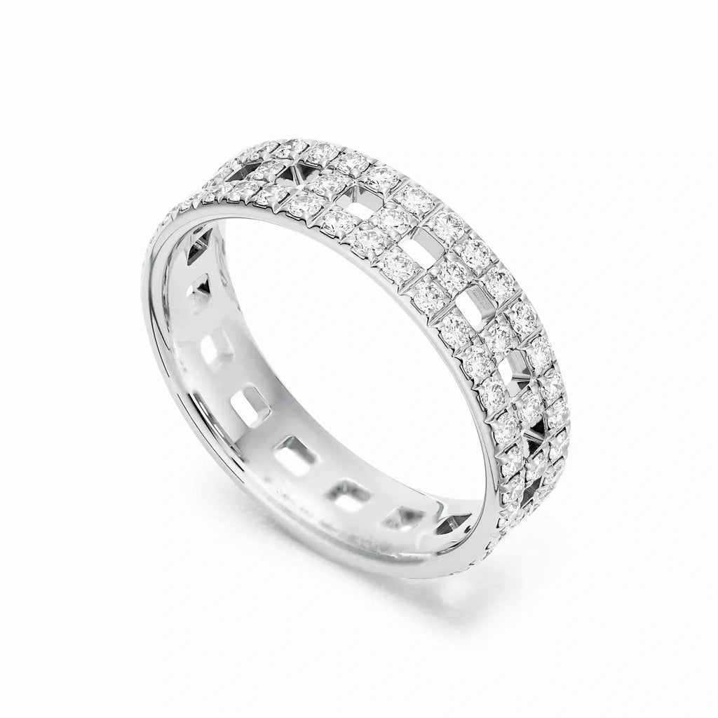T True Lattice Openwork Pavé Ring