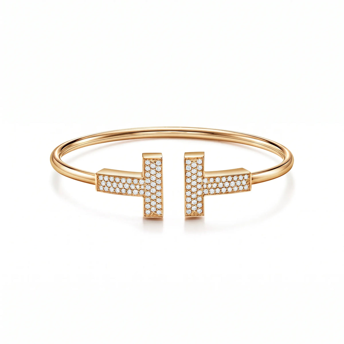 T Wide Pavé Wire Cuff Bracelet