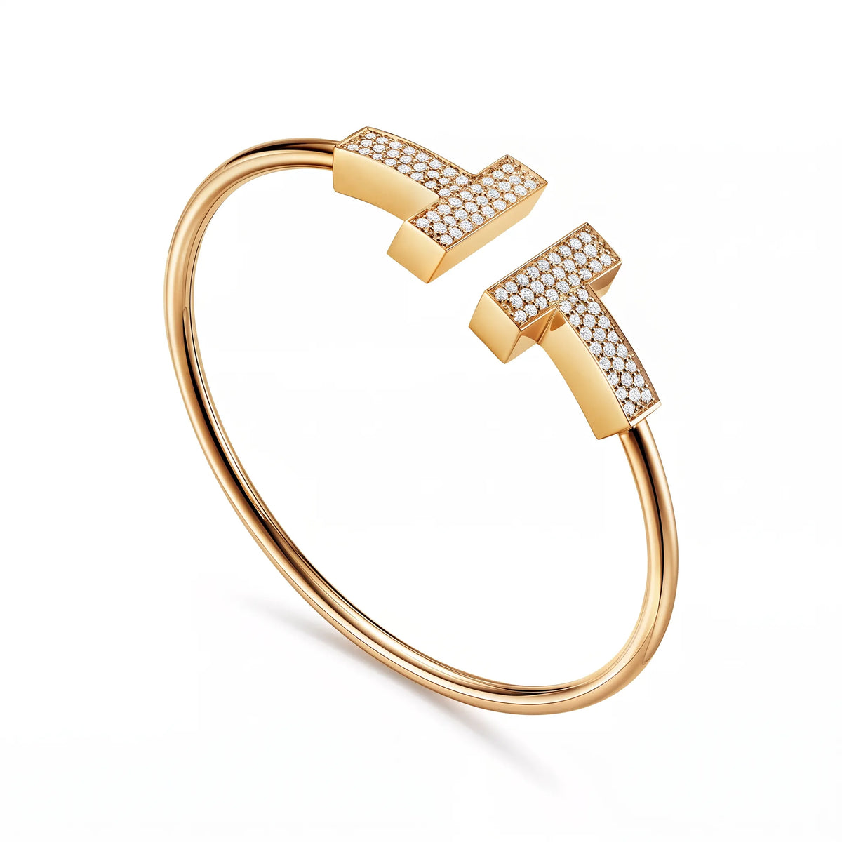 T Wide Pavé Wire Cuff Bracelet