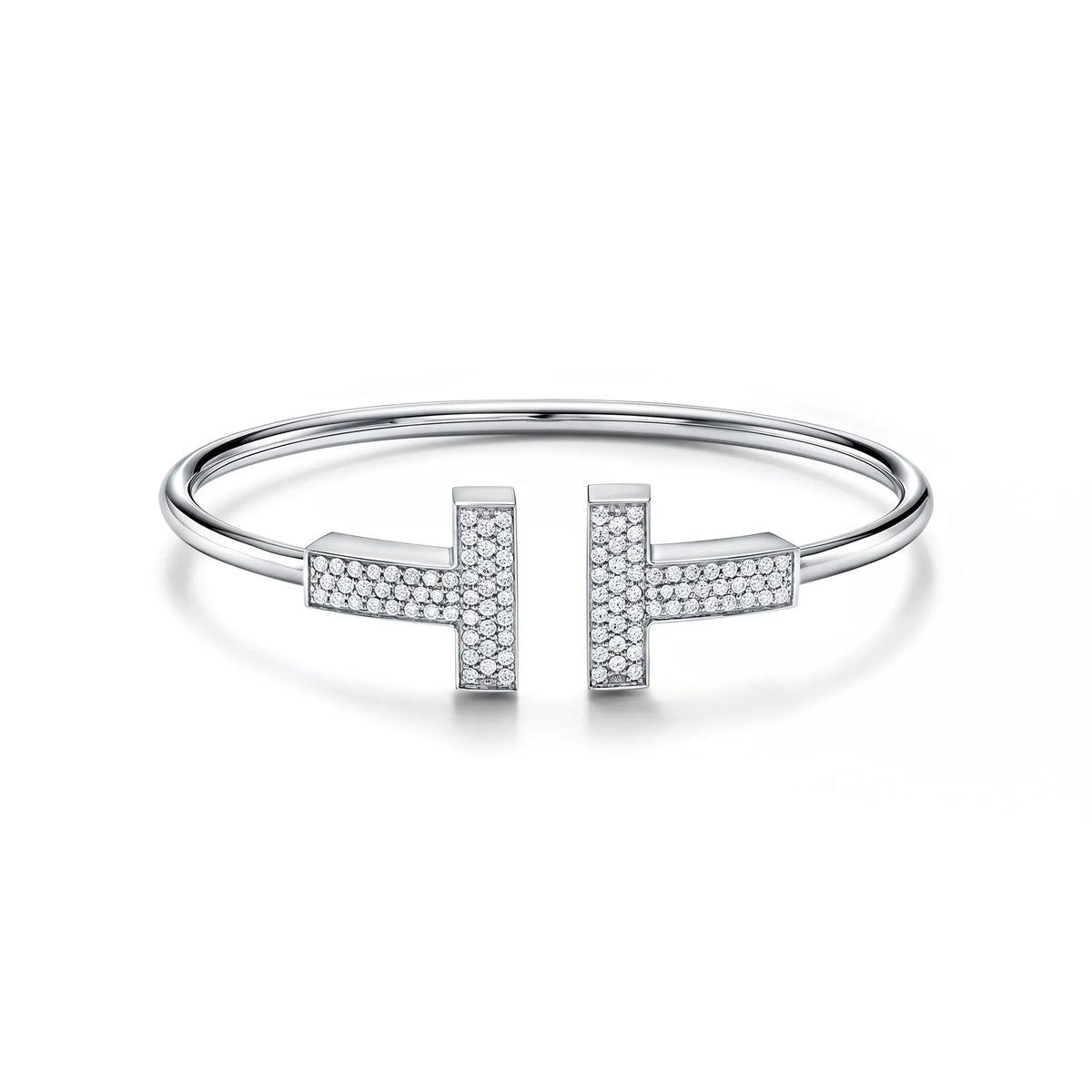 T Wide Pavé Wire Cuff Bracelet