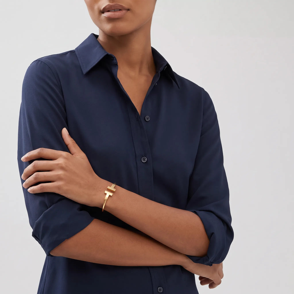 T Wide Wire Open Cuff Bracelet