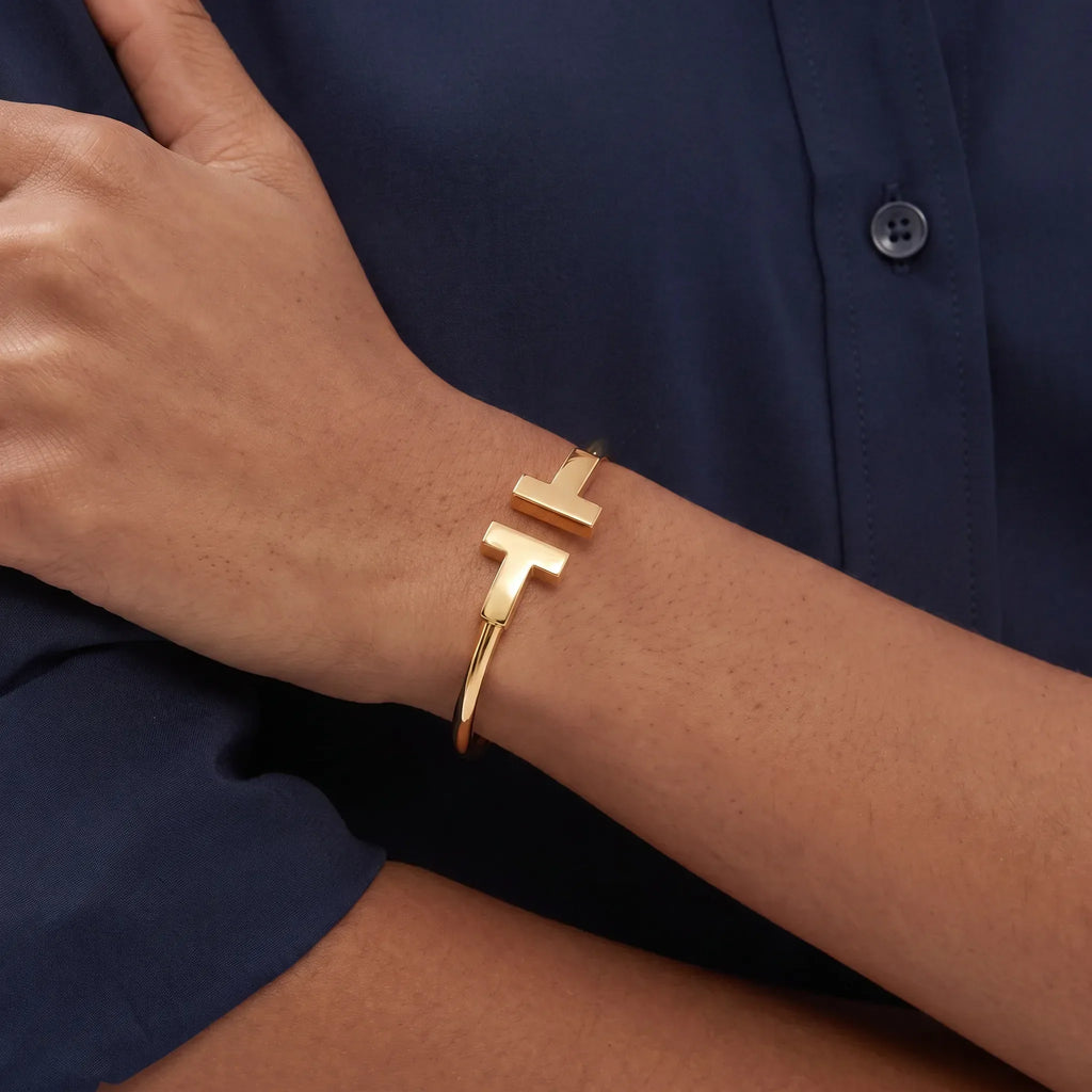 T Wide Wire Open Cuff Bracelet