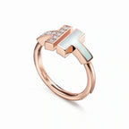 T Wire Asymmetric Inlay Ring