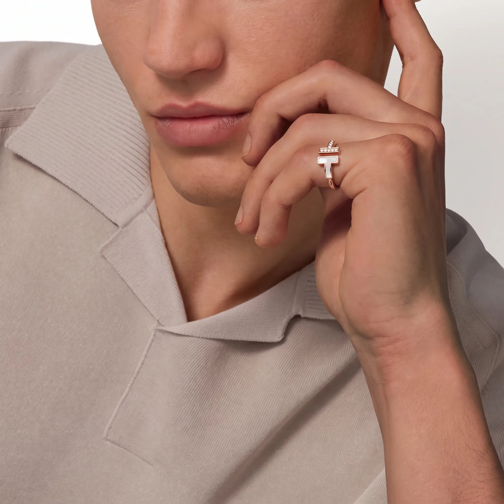 T Wire Asymmetric Inlay Ring
